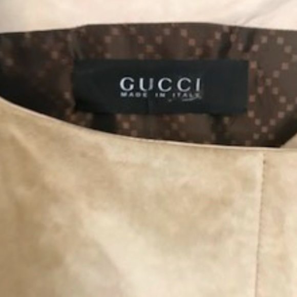 Gucci Jackets & Blazers - Gucci Albino Suede with Ostrich Cut Detail Coat